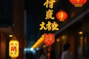 《雨夜书店》画面：雨天玻璃窗后亮着的书架