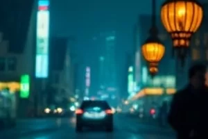 《白桦街七号》画面：雨后街道上一扇半掩的木门